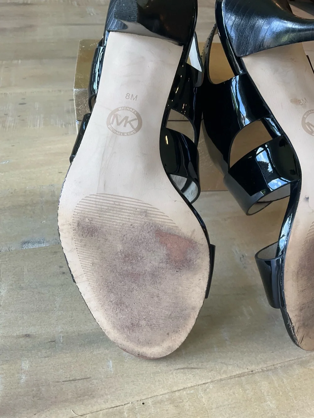 Michael Kors Womens Joselle Open Toe Pump Black Patent Size 8M